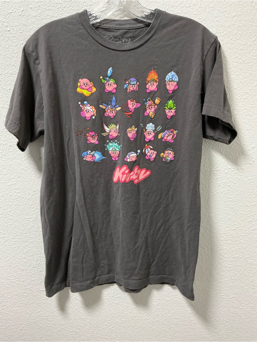 Nintendo Kirby multi copy abilities t shirt men’s medium gray graphic gamer Tee